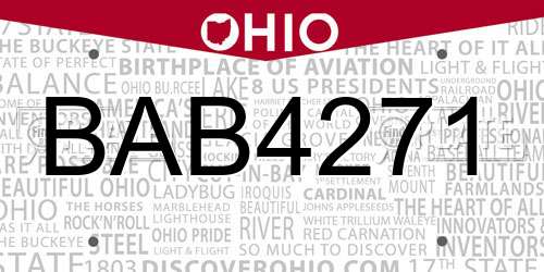 BAB4271 Ohio License Plate