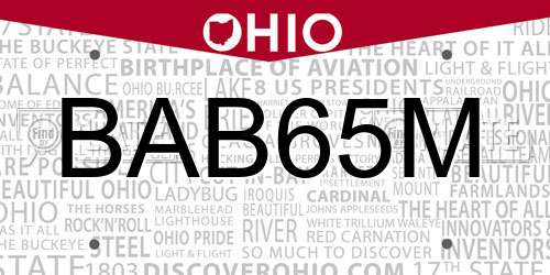 BAB65M Ohio License Plate
