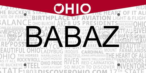 BABAZ Ohio License Plate