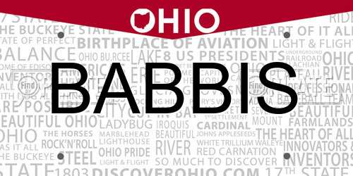 BABBIS Ohio License Plate