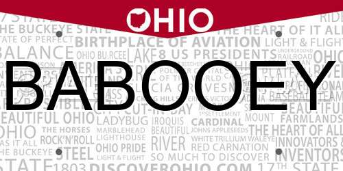 BABOOEY Ohio License Plate