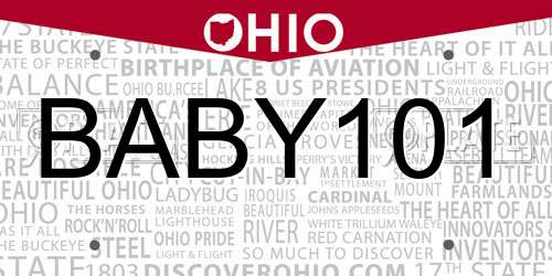 BABY101 Ohio License Plate