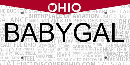 BABYGAL Ohio License Plate