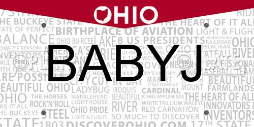 BABYJ Ohio License Plate