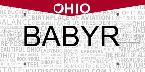 BABYR Ohio License Plate