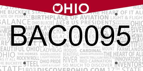 BAC0095 Ohio License Plate