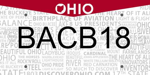 BACB18 Ohio License Plate
