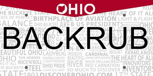 BACKRUB Ohio License Plate