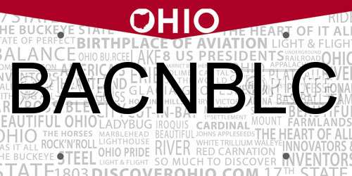 BACNBLC Ohio License Plate