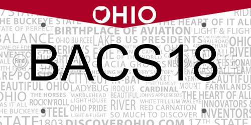 BACS18 Ohio License Plate