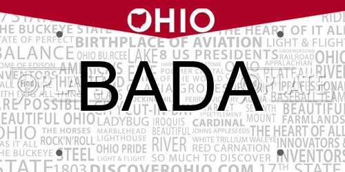 BADA Ohio License Plate