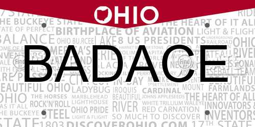BADACE Ohio License Plate