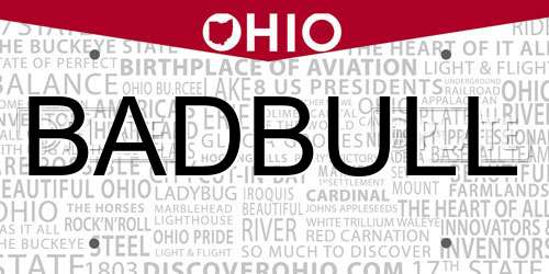 BADBULL Ohio License Plate