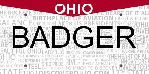BADGER Ohio License Plate