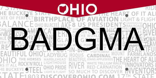 BADGMA Ohio License Plate