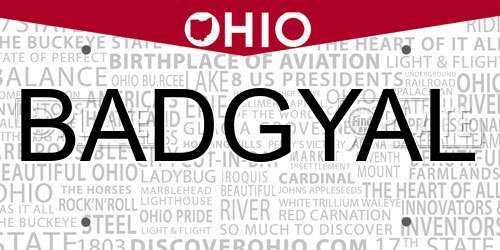 BADGYAL Ohio License Plate