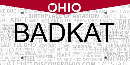 BADKAT Ohio License Plate