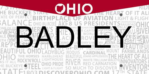 BADLEY Ohio License Plate