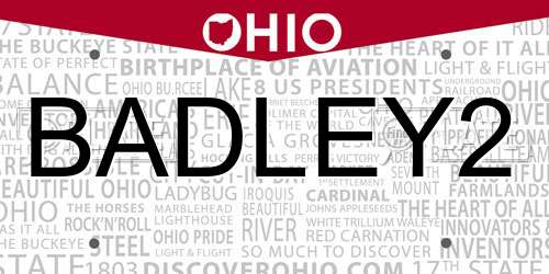 BADLEY2 Ohio License Plate
