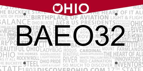 BAEO32 Ohio License Plate