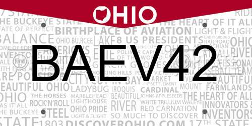 BAEV42 Ohio License Plate