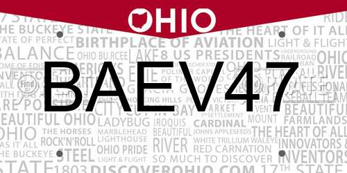 BAEV47 Ohio License Plate