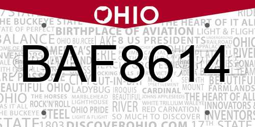 BAF8614 Ohio License Plate