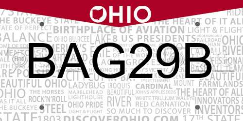 BAG29B Ohio License Plate