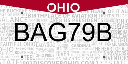 BAG79B Ohio License Plate