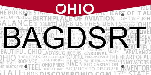 BAGDSRT Ohio License Plate