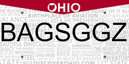 BAGSGGZ Ohio License Plate