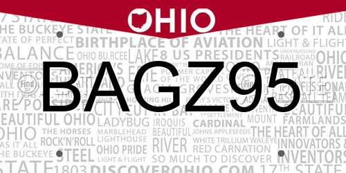 BAGZ95 Ohio License Plate