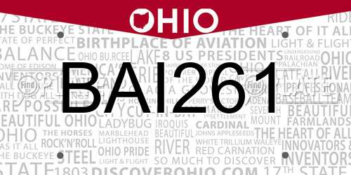 BAI261 Ohio License Plate