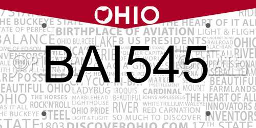 BAI545 Ohio License Plate