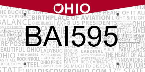 BAI595 Ohio License Plate