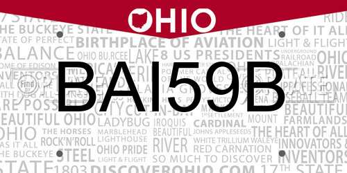 BAI59B Ohio License Plate