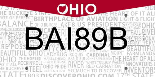 BAI89B Ohio License Plate