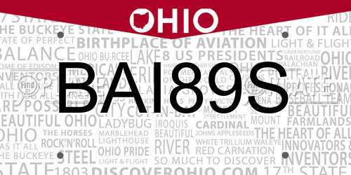 BAI89S Ohio License Plate