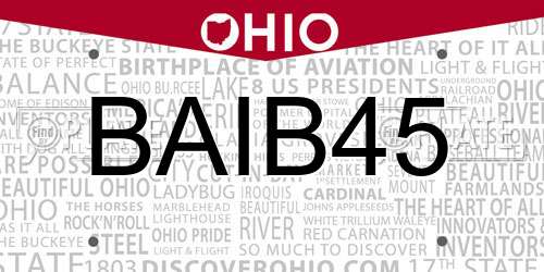 BAIB45 Ohio License Plate