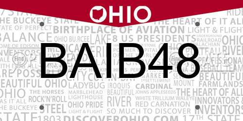 BAIB48 Ohio License Plate