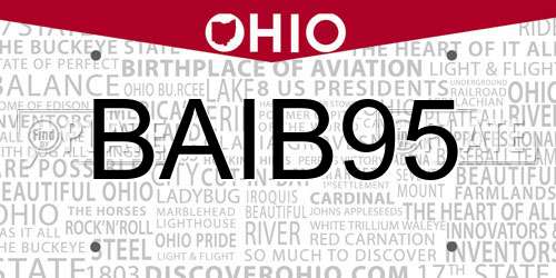 BAIB95 Ohio License Plate