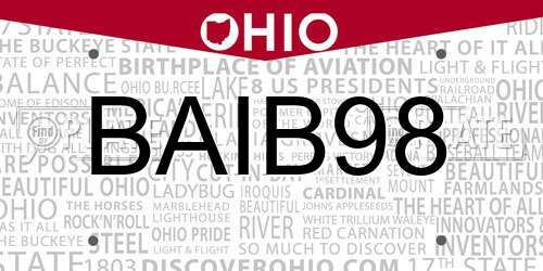 BAIB98 Ohio License Plate