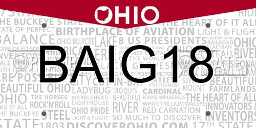 BAIG18 Ohio License Plate
