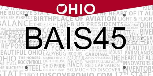 BAIS45 Ohio License Plate