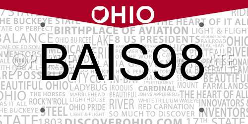 BAIS98 Ohio License Plate