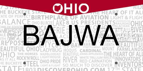 BAJWA Ohio License Plate
