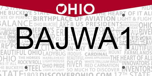 BAJWA1 Ohio License Plate