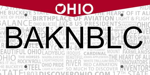 BAKNBLC Ohio License Plate