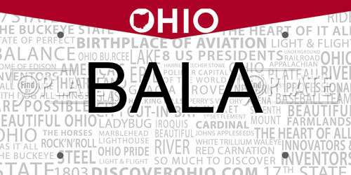BALA Ohio License Plate