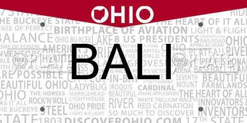 BALI Ohio License Plate